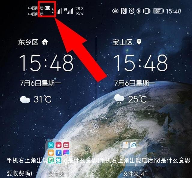 手机右上角出现电话hd是什么意思(手机右上角出现电话hd是什么意思要收费吗)